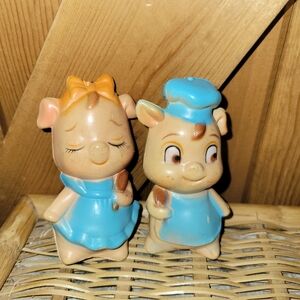 Pig Salt Pepper Shakers Antique Vintage Old